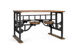 Giner and Colomer - Industrial Mango Wood & Iron Dining Table With 4 Tilting Seats