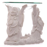 White Laughing Buddha Oil Burner with Glass Dish