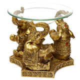 Lucky Elephant Gold Oil and Tart Burner with Glass Dish