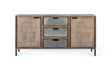 Giner and Colomer - Sandblasted Acacia Wood Sideboard With Stone Veneer Finish