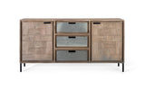 Giner and Colomer - Sandblasted Acacia Wood Sideboard With Stone Veneer Finish