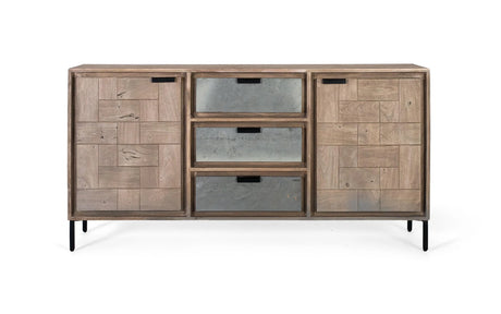Giner and Colomer - Sandblasted Acacia Wood Sideboard With Stone Veneer Finish