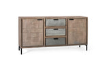 Giner and Colomer - Sandblasted Acacia Wood Sideboard With Stone Veneer Finish