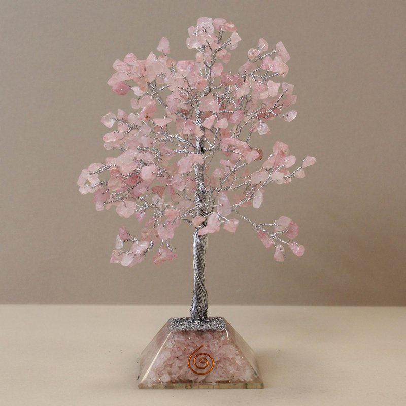 Gemstone Tree with Organite Base - 320 Stone - Rose Quartz