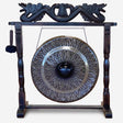 Large Gong in Brown Antique Stand - 80cm - Black - pattern