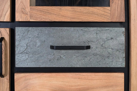 Giner and Colomer - Tall Acacia Sideboard With 3 Doors & 3 Drawers, LED Lighting