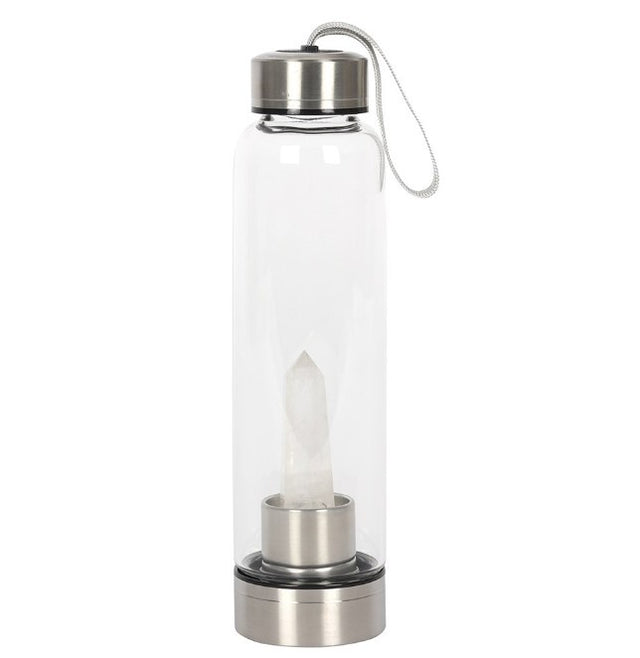 Clear Quartz Energising Glass Water Bottle