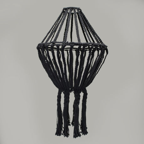 Macrame Large Drop Chandelier - Black