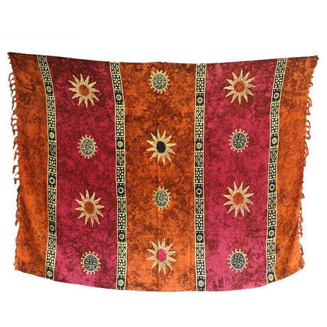 Bali Celtic Sarongs - Sun Symbols - Orange