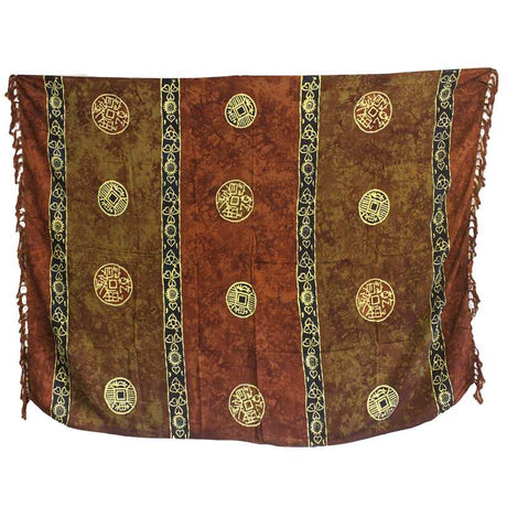 Bali Celtic Sarongs - Lucky Coins - Brown