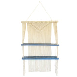 Natural Macrame Hanging Shelves - Blue