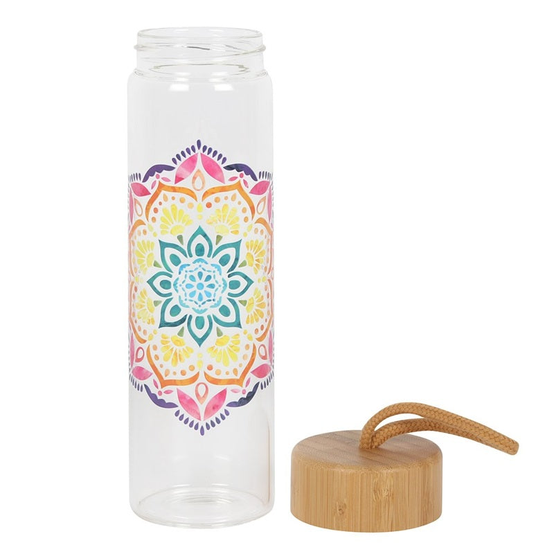 Mandala Reusable Glass Water Bottle