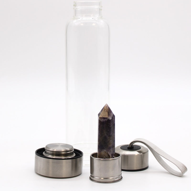 Amethyst Calming Glass Water Bottle