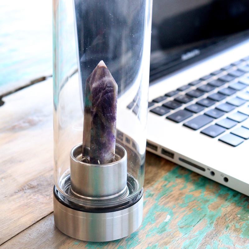 Amethyst Calming Glass Water Bottle