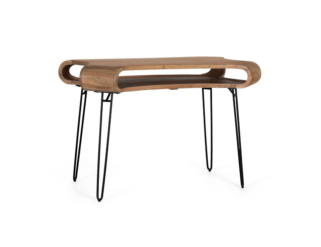 Giner and Colomer - Acacia Wood & Metal Desk With Storage Recess