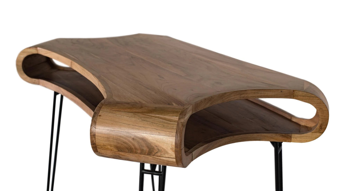 Giner and Colomer - Acacia Wood & Metal Desk With Storage Recess