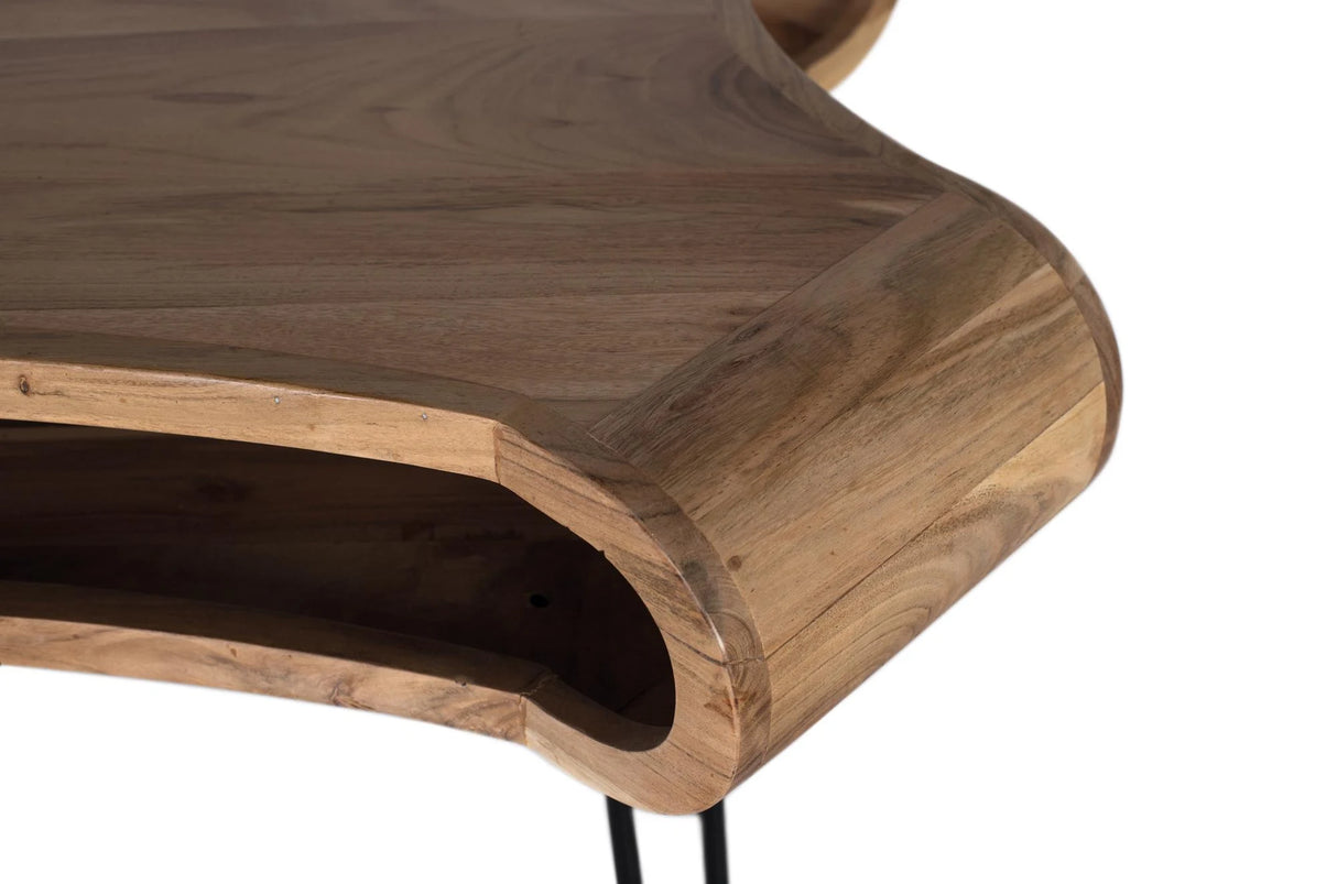 Giner and Colomer - Acacia Wood & Metal Desk With Storage Recess