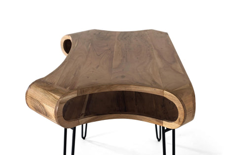 Giner and Colomer - Acacia Wood & Metal Desk With Storage Recess