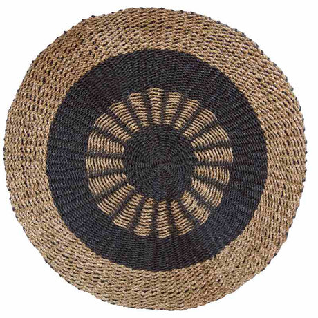 Round Seagrass Black & Tan - Inner Sun - 1m