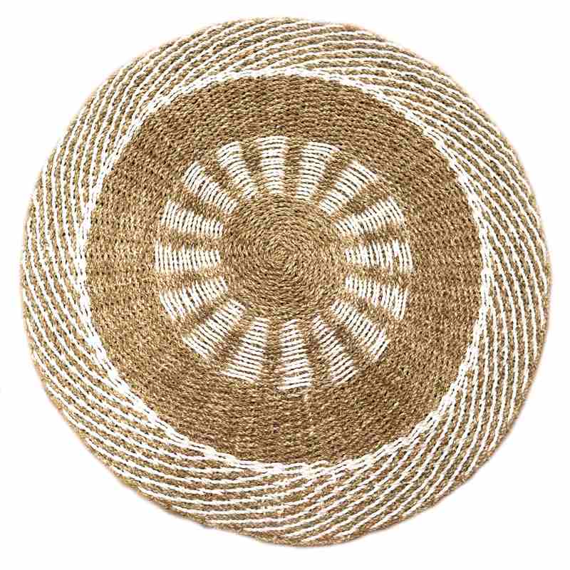 Round Seagrass White & Tan - Inner Sun - 1m