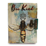 Leather "Bee Kind" Deckle-edge Notebook (7x5")