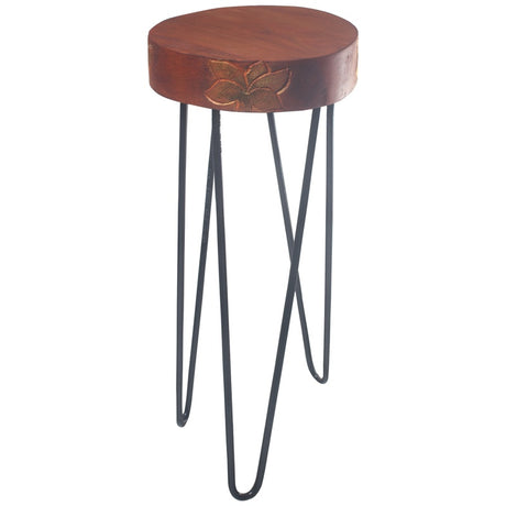 Albasia Wood Plant Stand - Terracotta & black detail