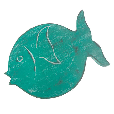 Albasia Wood Fish Stand - Turquoise