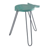 Albasia Wood Fish Stand - Turquoise