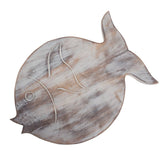 Albasia Wood Fish Stand - Whitewash