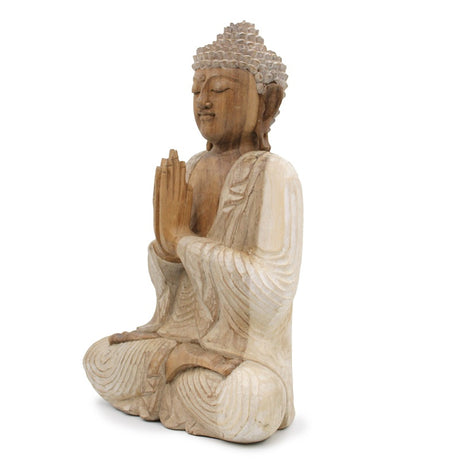 Buddha Statue Whitewash - 40cm Welcome