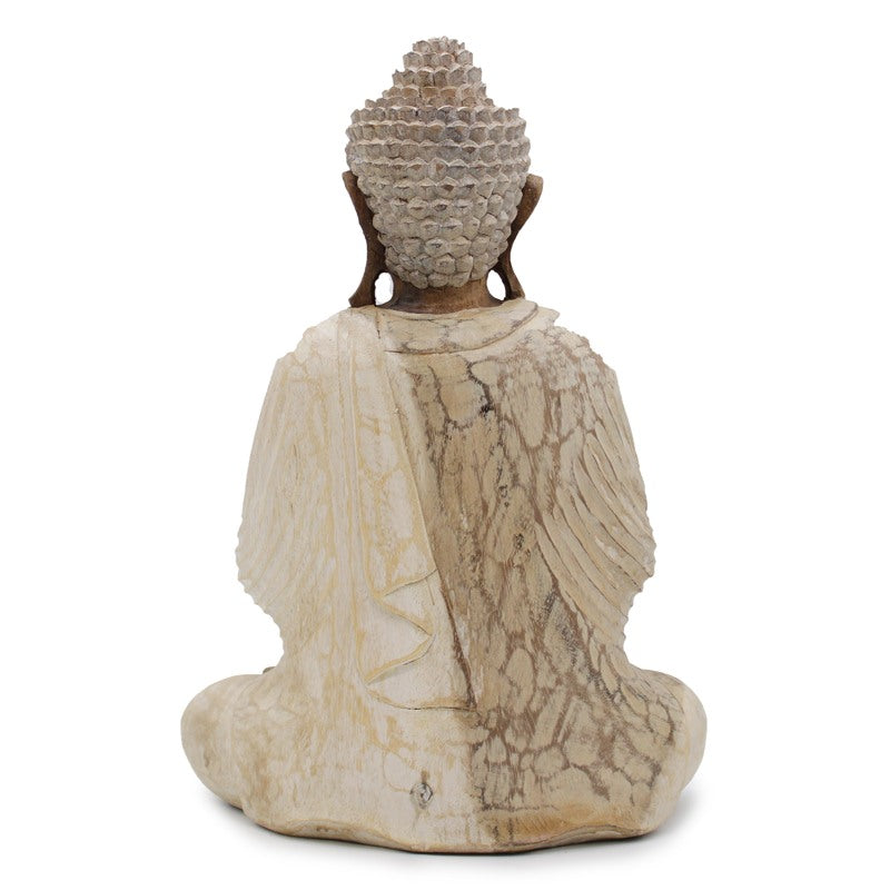 Buddha Statue Whitewash - 40cm Welcome