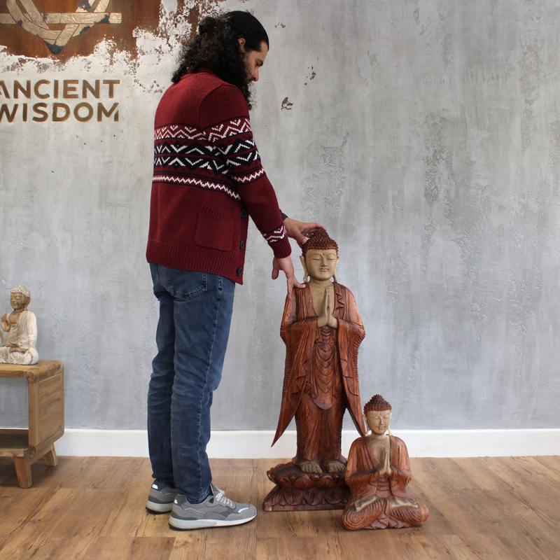 Buddha Statue Standing - Whitewash - 1m Welcome