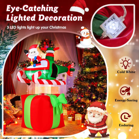 183 cm Christmas Inflatables Santa Claus with LED Lights