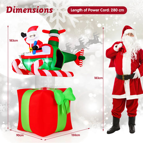 183 cm Christmas Inflatables Santa Claus with LED Lights