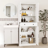 183cm Tall Kitchen Pantry with 4 Barn Doors and 3 Adjustable Shelves-White