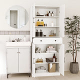 183cm Tall Kitchen Pantry with 4 Barn Doors and 3 Adjustable Shelves-White