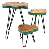 Set of 3 Gamal Wood Plant Stands - Greenwash