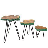 Set of 3 Gamal Wood Plant Stands - Greenwash