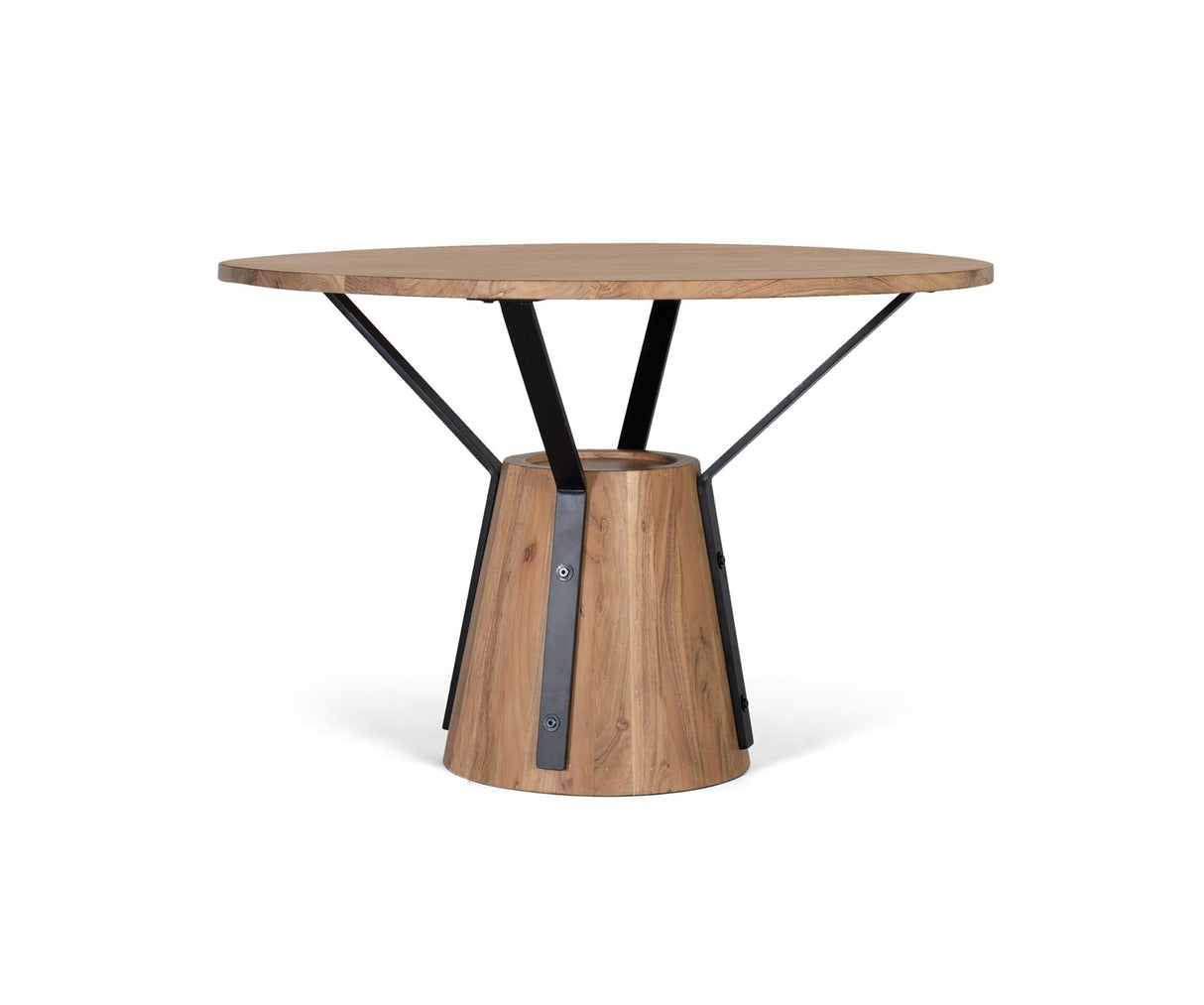 Giner and Colomer - Round Mango Wood Dining Table With Metal Supports