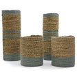 Seagrass & Abu-Abu Raffia Set - 2 Vase & 2 Bins