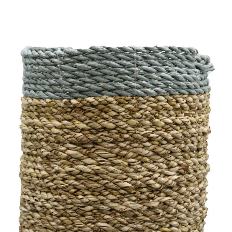 Seagrass & Abu-Abu Raffia Set - 2 Vase & 2 Bins