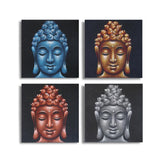 Set of 4 Buddha Heads Sand Detail 40x40cm