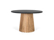 Giner and Colomer - Round Dining Table With Mango Wood Base & Black Marble Top