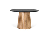 Giner and Colomer - Round Dining Table With Mango Wood Base & Black Marble Top