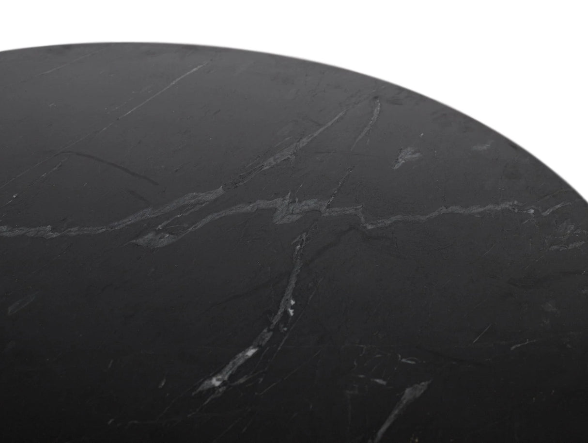 Giner and Colomer - Round Dining Table With Mango Wood Base & Black Marble Top