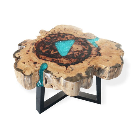 Tamarind and Resin Coffee Table - Aqua