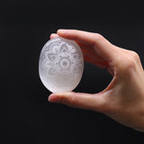 Selenite Palm Stone - Mandala Engraved