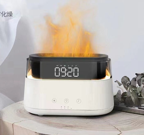 Modern Aroma Diffuser - Led Clock - USB-C - Flame Effect