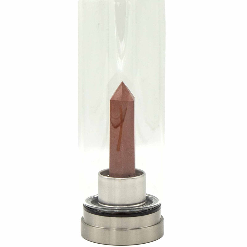 Crystal Infused Glass Water Bottle - Invigorating Red Jasper - Obelisk