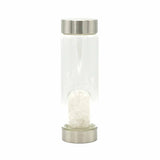 Crystal Infused Glass Water Bottle - Cleansing Clear Quartz - Chips